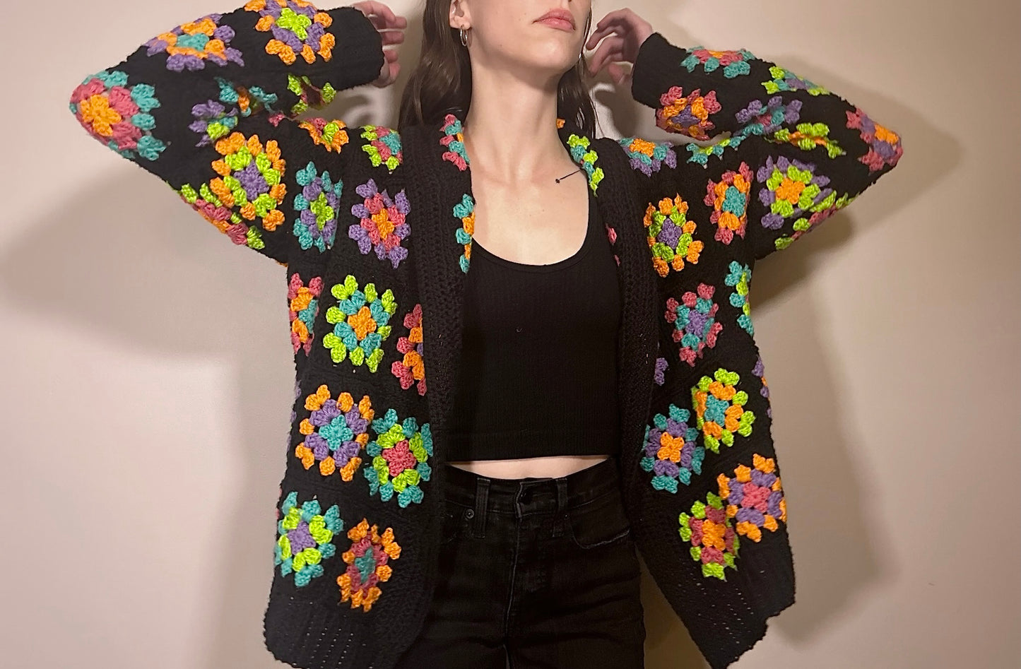 Granny square crochet cardigan