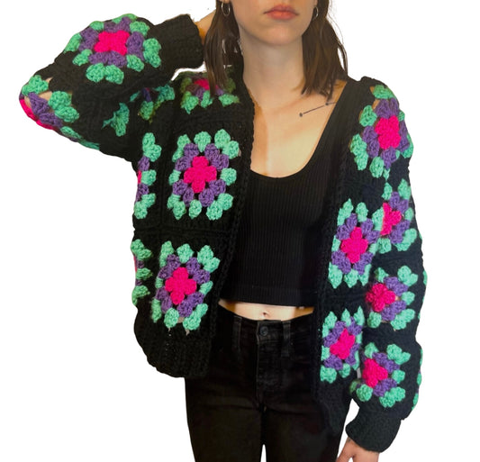 Chunky granny square crochet cardigan