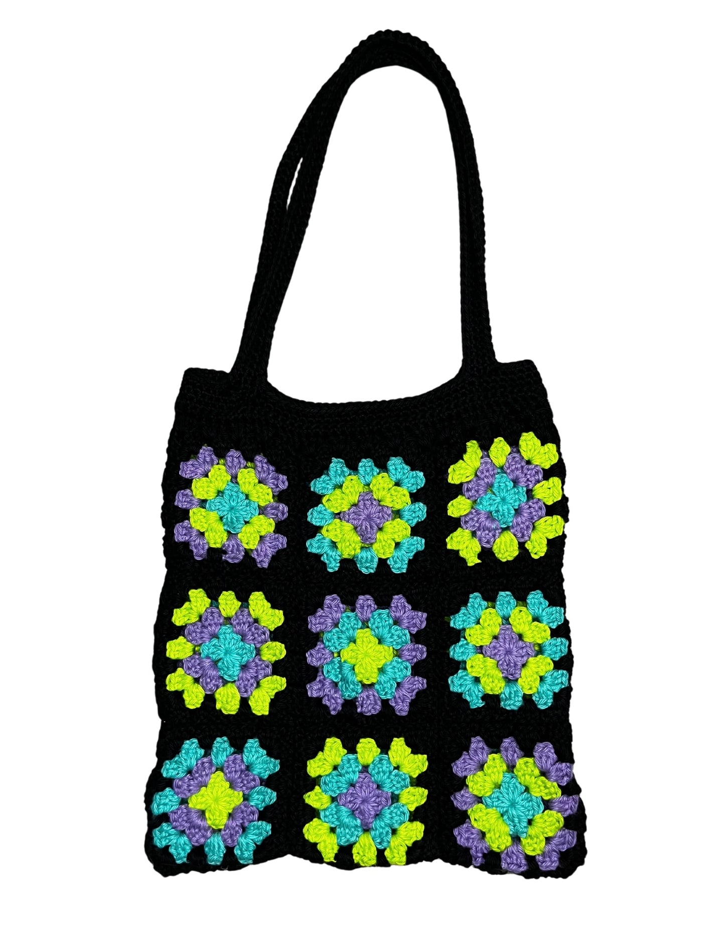 Crochet granny square tote bag