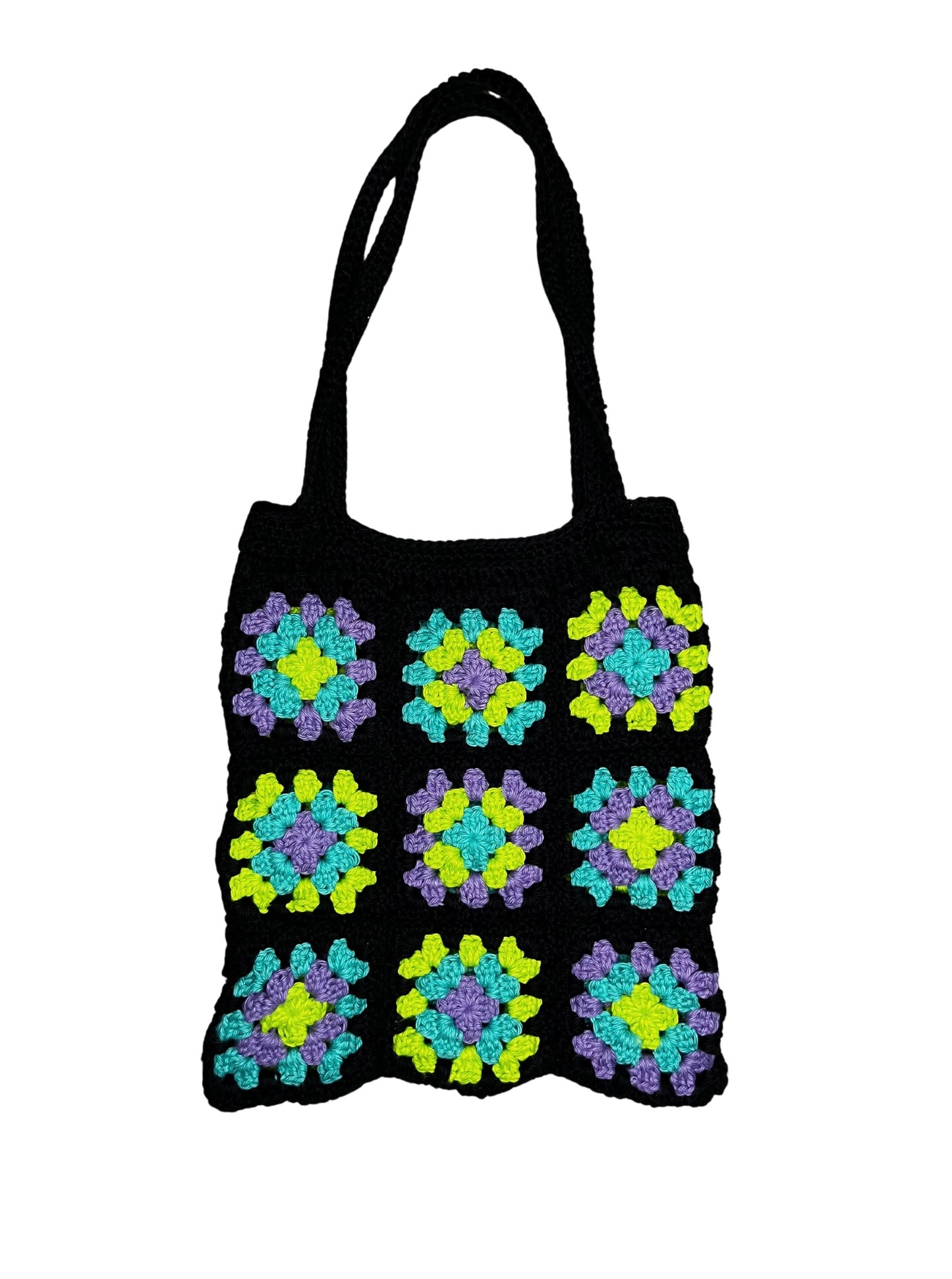 Crochet granny square tote bag