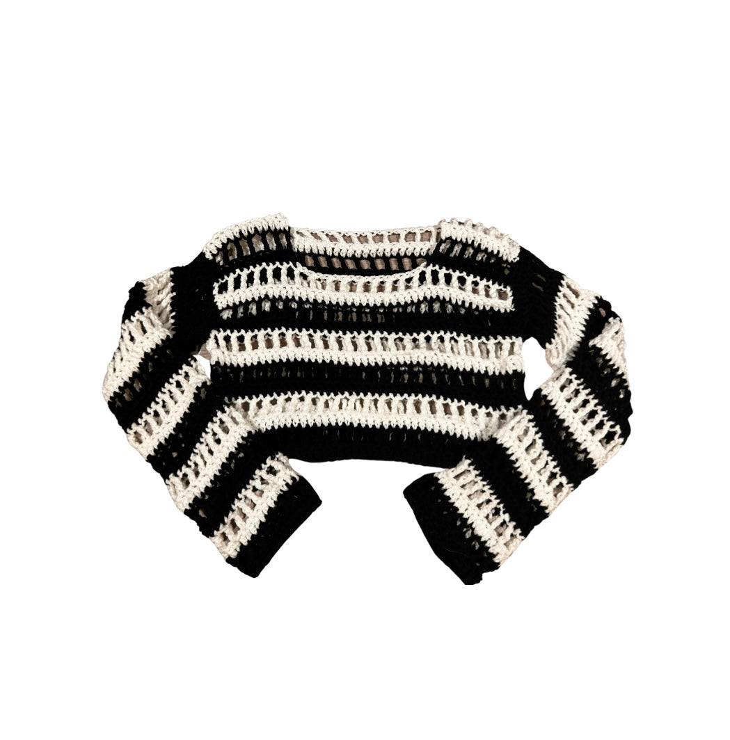 Black & white mesh crochet sweater