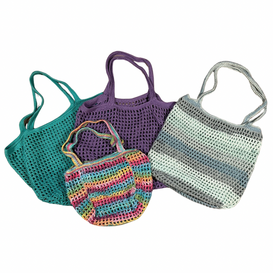 Mesh crochet beach bag