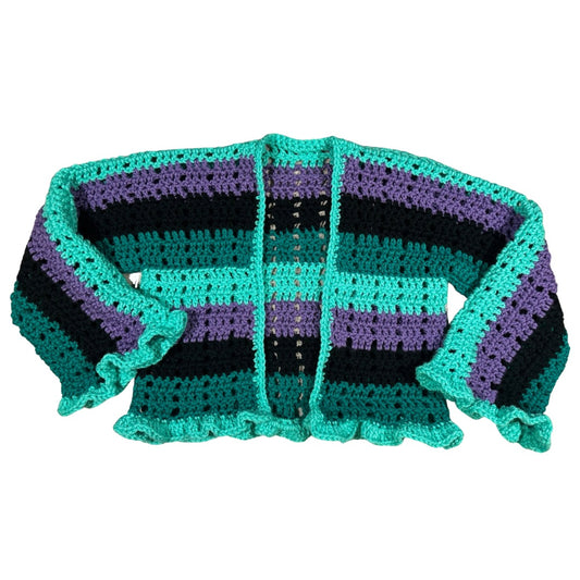 Chunky ruffle crochet cardigan